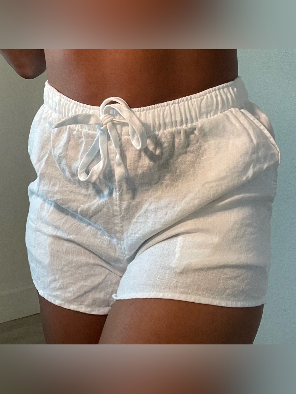 White Linen Drawstring Shorts 🤍
